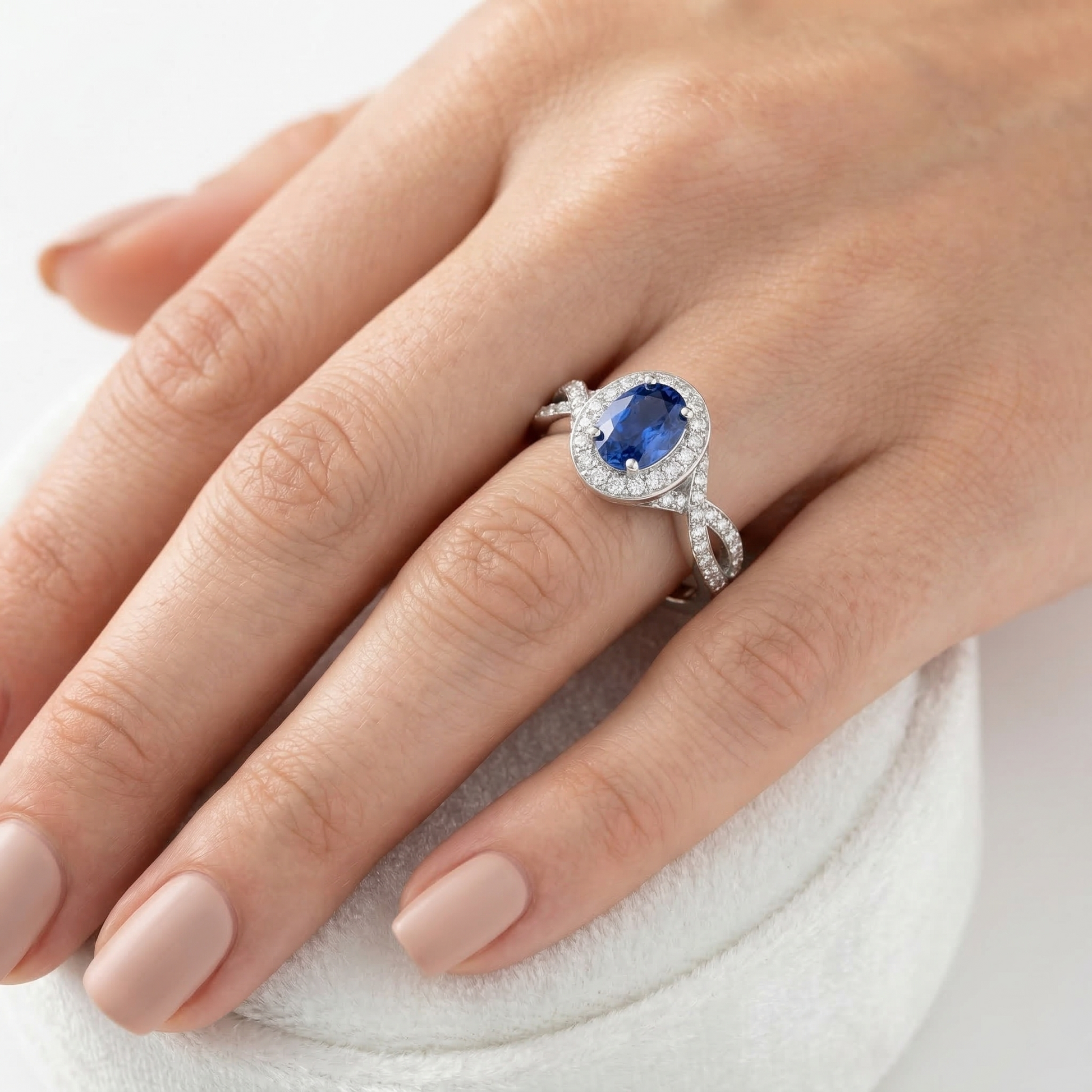 echter oval diamant 1.55Karat ring mit Diamantbesatz