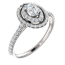 Ovaler Echt Diamant Halo Ring 1,96 Karat Weißgold 14K Schmuck