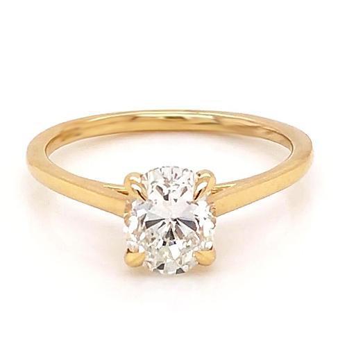 Ovaler Echt Diamant Solitär Ring 1 Karat Gelbgold Schmuck Neu