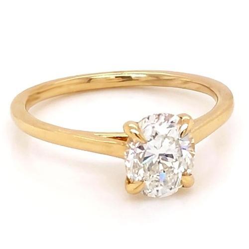 Ovaler Echt Diamant Solitär Ring 1 Karat Gelbgold Schmuck Neu