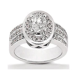 Ovaler Natürliche Diamant Halo Verlobungsring 2.51 Karat Weißgold 14K Schmuck