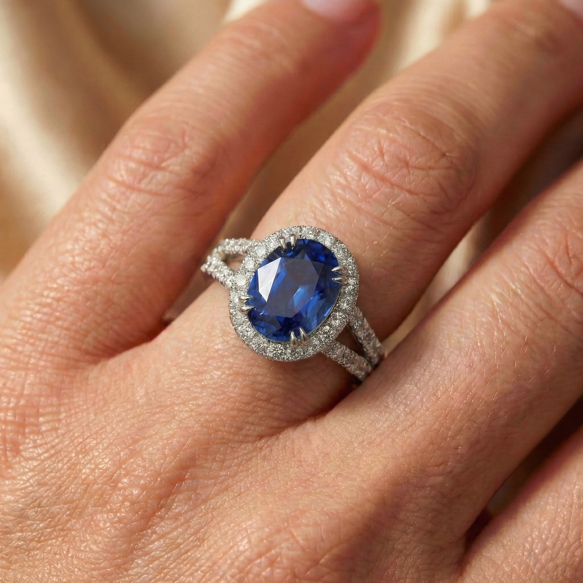 echter oval diamant 5Karat ring mit Diamantbesatz