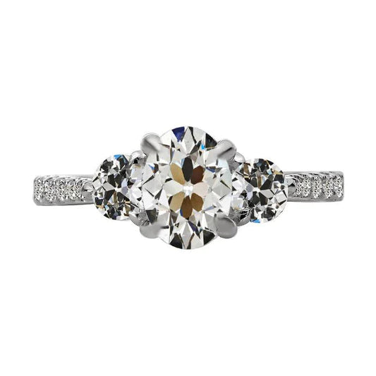 Ovaler Alter Minenschliff Natürliche Diamantring 3 Steine Stil 5.50 Karat Gold