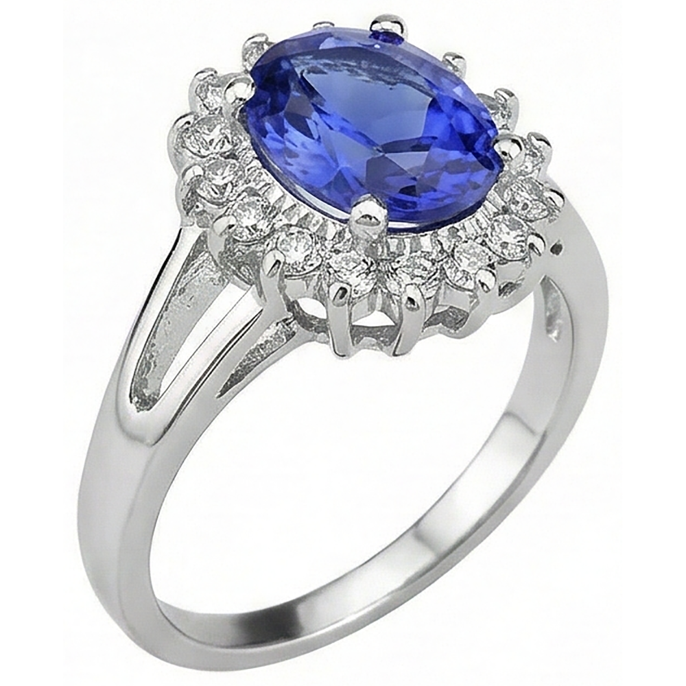 echter oval tansanit 22.75Karat ring auf Weiß