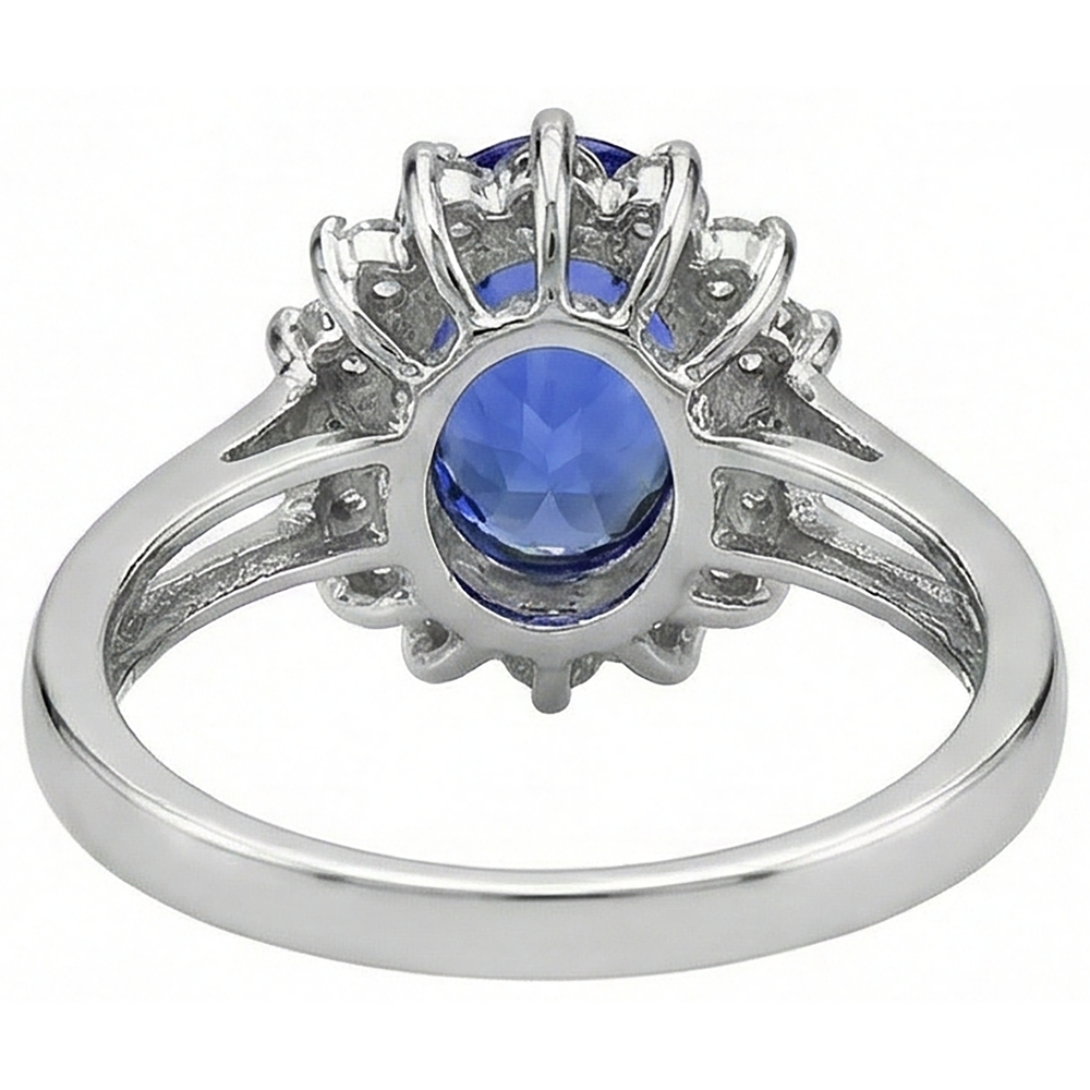 echter oval tansanit 22.75Karat ring mit Diamantbesatz