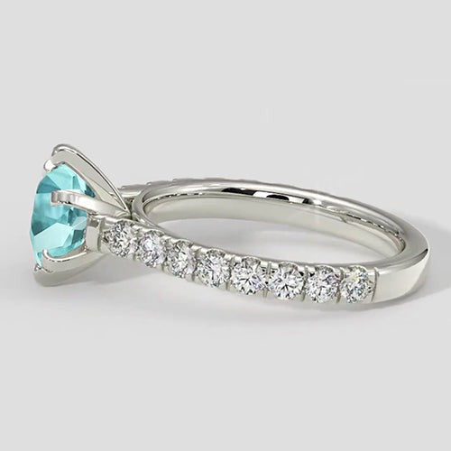 Paraiba Pavé-Ring aus Weißgold
