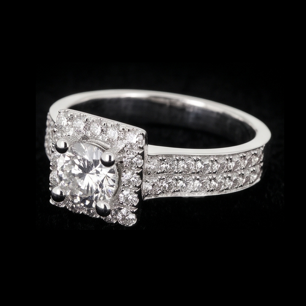 Pave-Fassung 3 Karat Runder Natürliche Diamant-Verlobungsring Weißgold 14K