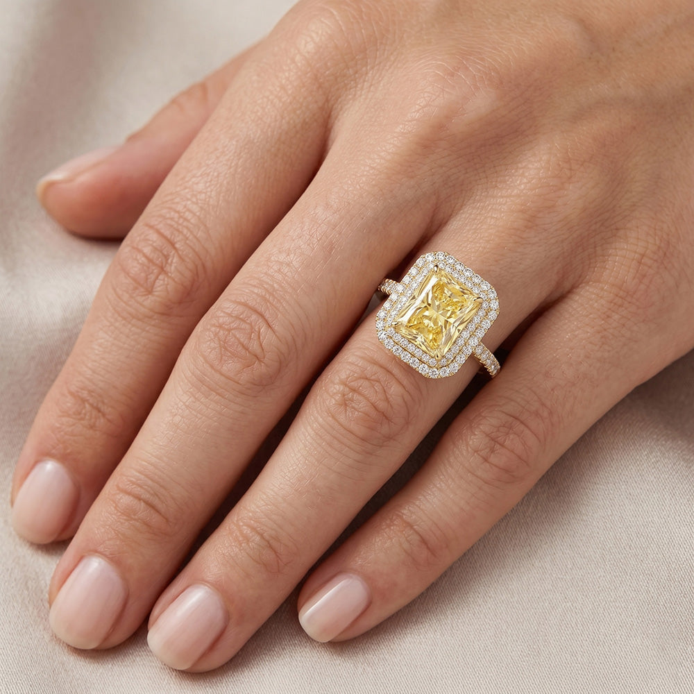 Pavé Schmuck-Ring – Gelber Kanarienvogel-Diamant 4,25 Karat 14K