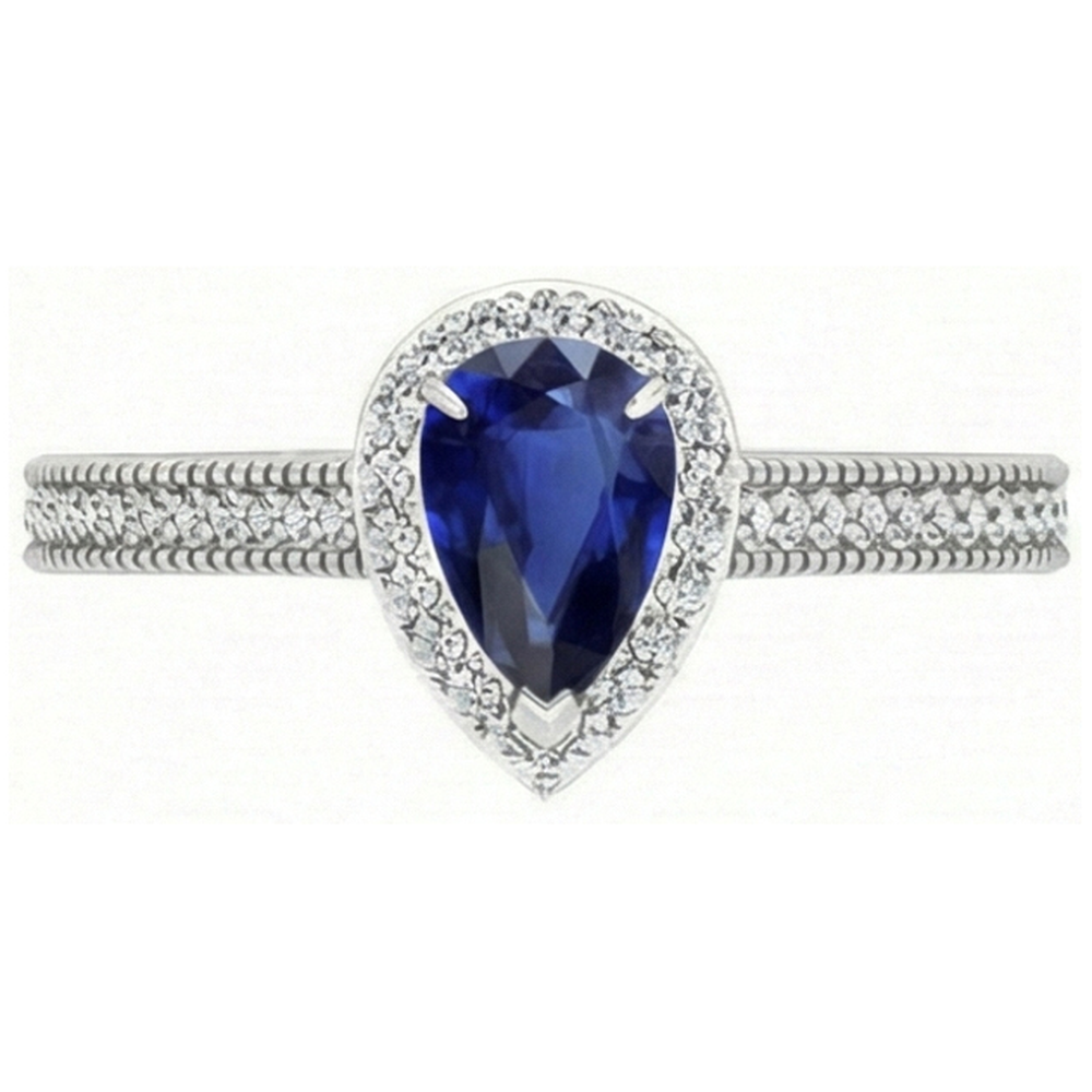 Handgefertigter Royalblauer Saphir Edelstein-Ring 1 Karat – Frontansicht