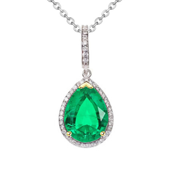 Zweifarbiges 14K Gold Kolumbianischer Smaragd Stein-Halskette