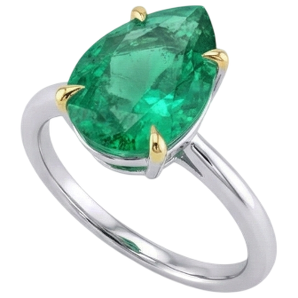 Schmuckstein-Ring Zweifarbiges 14K Gold mit Kolumbianischer Smaragd – Seitenansicht