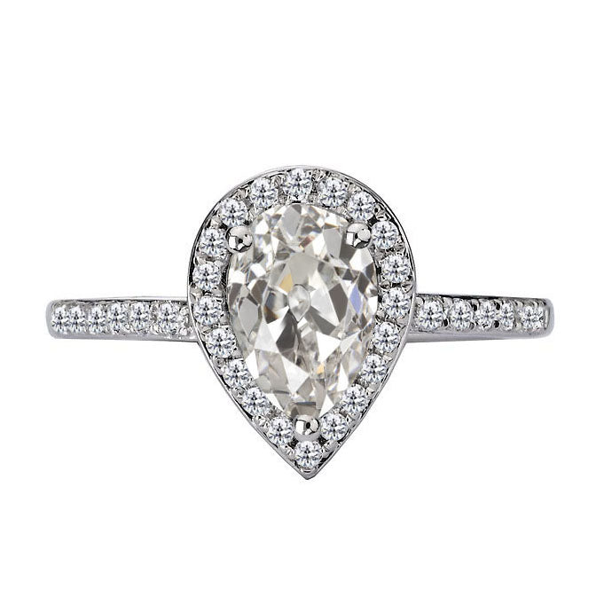 Old Mine Cut Diamant Ring in 14K Weißgold – Hauptansicht