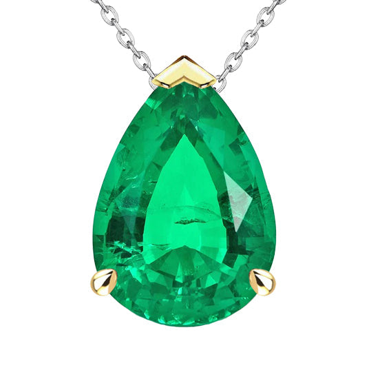 Birnen-Schliff Kolumbianischer Smaragd Ring in Zweifarbiges 14K Gold – Hauptansicht