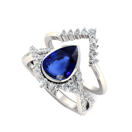 Schmuckstein-Ring 14 Karat Weißgold mit Kornblumenblauer Saphir – Hauptansicht