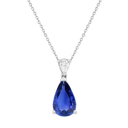 Authentischer Blauer Saphir Stein-Halskette 1 Karat – 14K