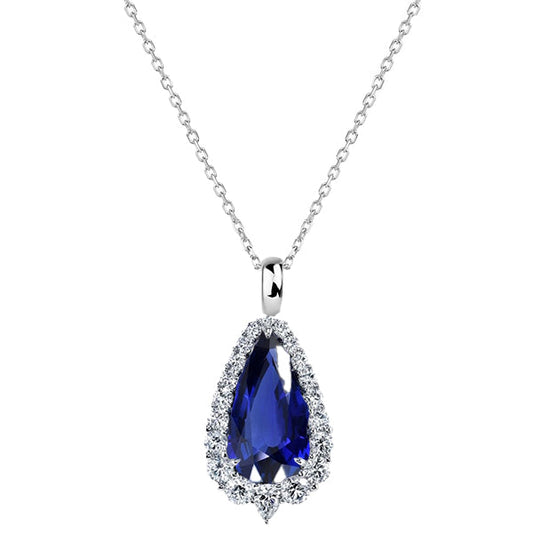 Naturreiner Royalblauer Saphir Schmuckstein-Anhänger 2,75 Karat 14K Weißgold – Hauptansicht