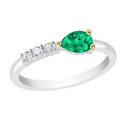Smaragd GIA-Geprüft Farbstein-Ring 1 Karat in Bicolor 14K Gold