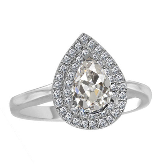 Diamant Halo-Fassung Ring 3-Karat 14K Weißgold – Hauptansicht