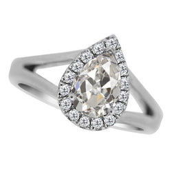 Designer Geteilte Schiene Edler Diamant Halo-Verlobungsring – 3