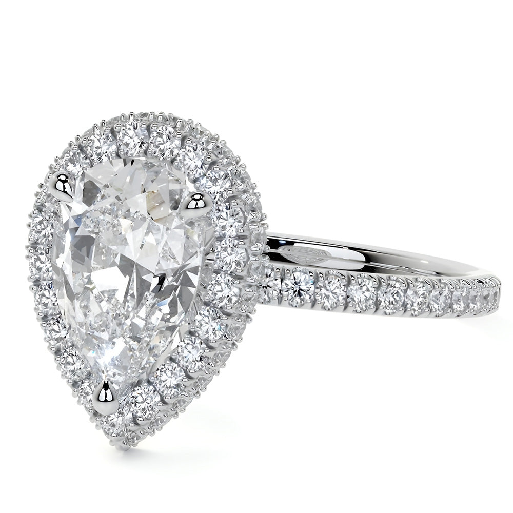 Halo-Ring 14K Weißgold mit Diamant – Seitenansicht