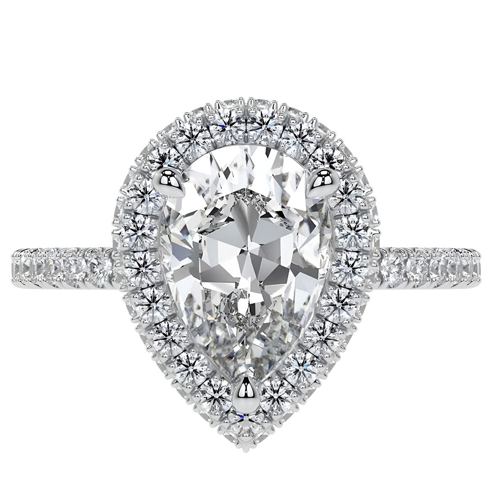 Old Mine Cut Diamant Ring in 14K Weißgold – Schrägansicht