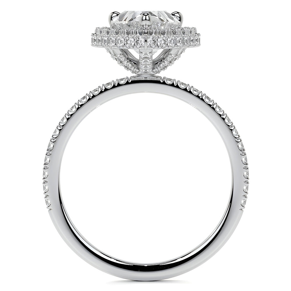 Natürlicher Diamant Halo-Ring – Profilansicht