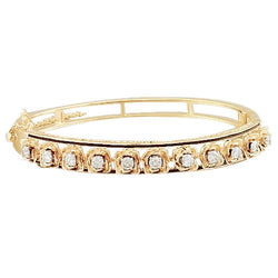 Petal Style Echt Diamant Gelbgold Armreif 3,30 Karat Schmuck