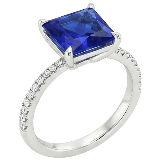 echter princess diamant 5.75Karat ring Seitenansicht