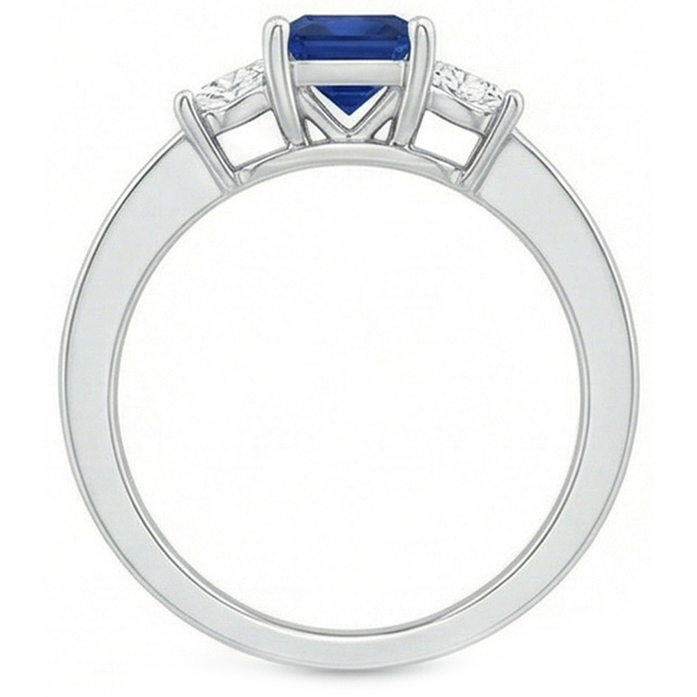 Princess Cut 2,85 ct Saphir und Diamanten Ehering Weißgold 14K