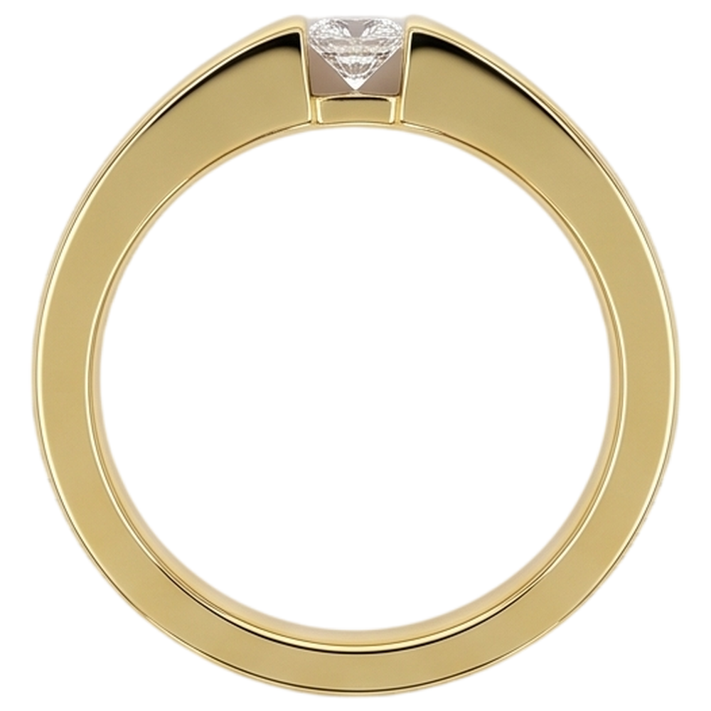 Princess Cut Echt Diamant Tension Set Herrenring 0,75 Karat Gelbgold