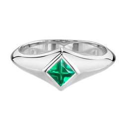 Herren Designer Edelstein-Ring mit Zargenfassung Edler Smaragd –