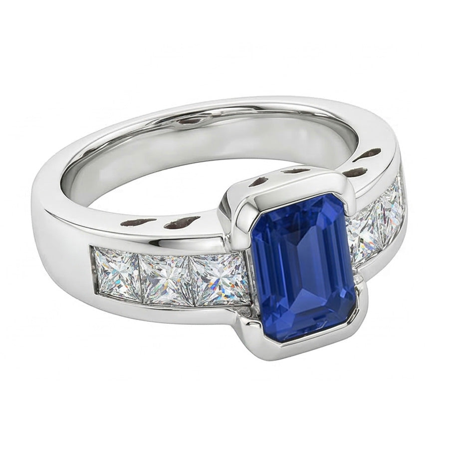 echter princess diamant 2.50Karat ring Profilansicht