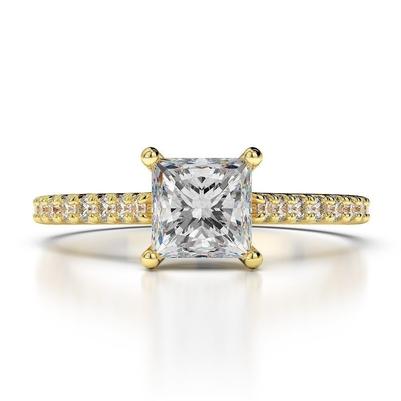 Princess And Runden Cut 3 Karat Natürliche Diamanten Ehering Gelbgold 14K