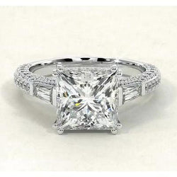 Princess Baguette Natürliche Diamant-Verlobungsring 5,10 Karat Schmuck Neu