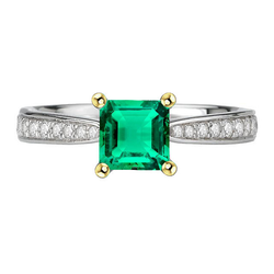 Natürlicher Smaragd Schmuckstein-Ring 3 Karat – Zweifarbiges 14K