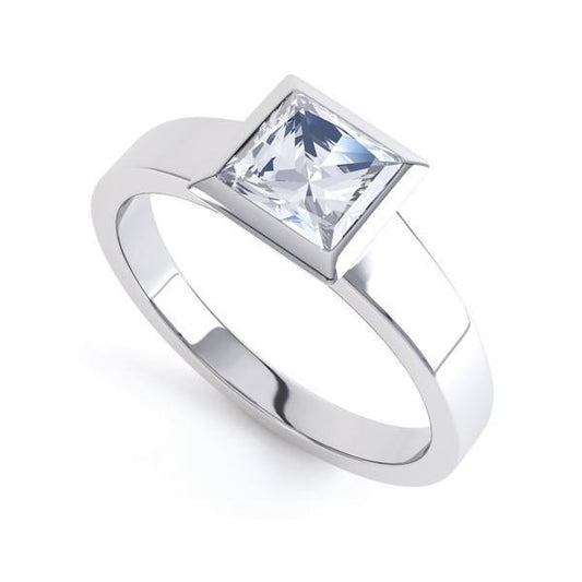 Princess Cut 1.60 Ct Solitär-Echt Diamant-Hochzeitsring Neu