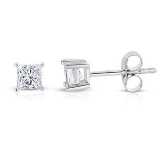 Princess Cut 2 Karat Natürliche Diamanten Damen Ohrstecker Weißgold 14K