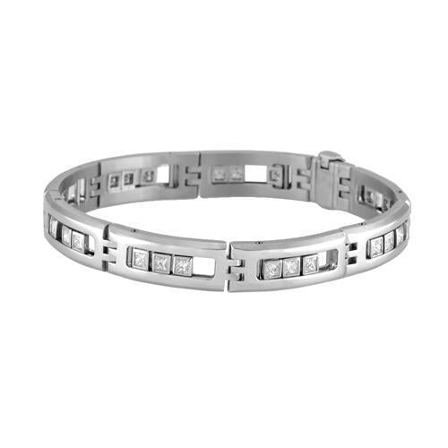 Princess Cut 3,60 Karat Natürliche Diamanten Herrenarmband Weißgold 14K