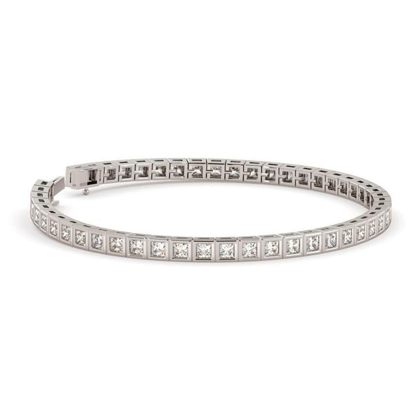 Princess Cut 5,75 Karat Lünette Set Natürliche Diamanten Tennis Armband Wg