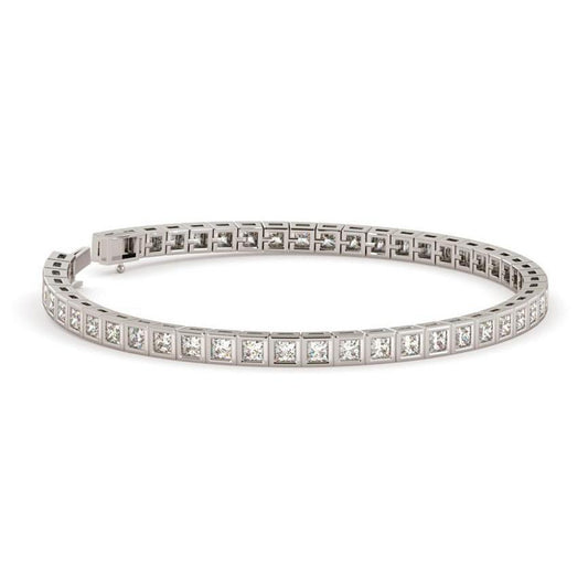 Princess Cut 6 Karat Lünette Set Echt Diamanten Tennisarmband WG