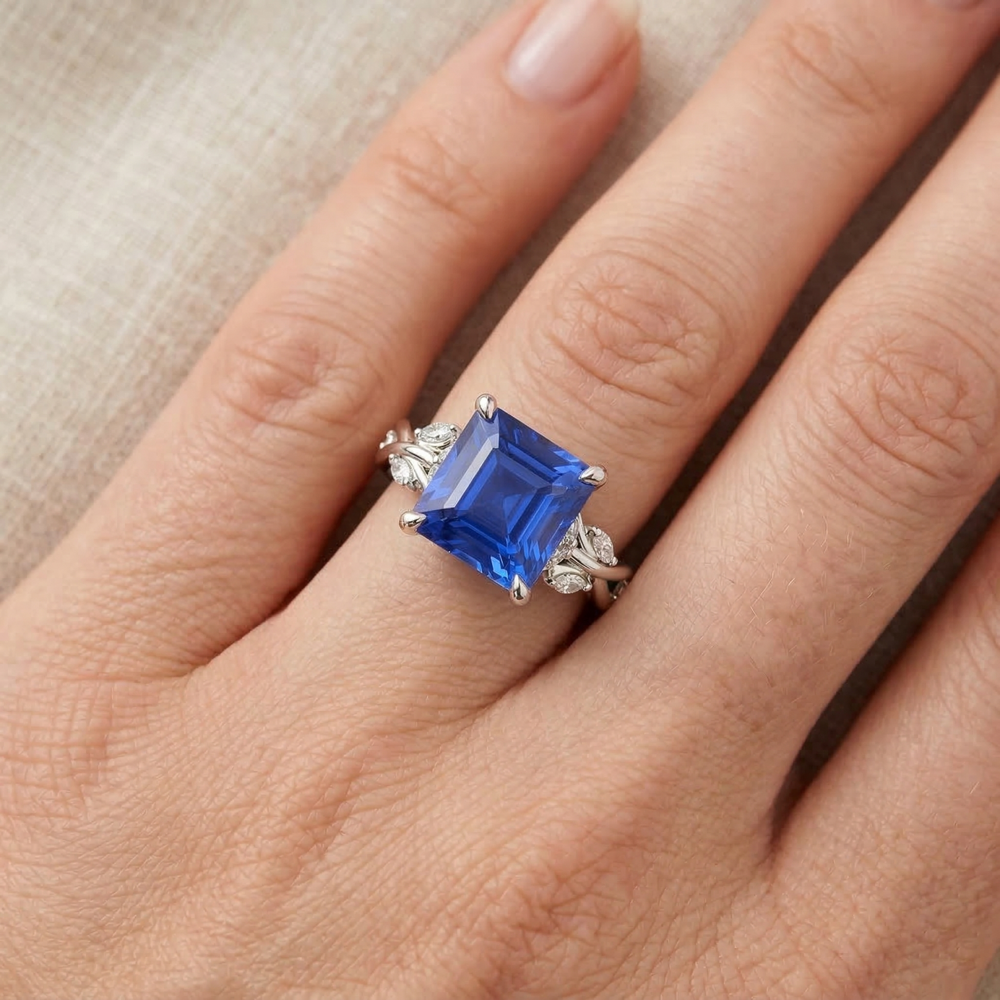 echter princess diamant 6.75Karat ring mit Diamantbesatz