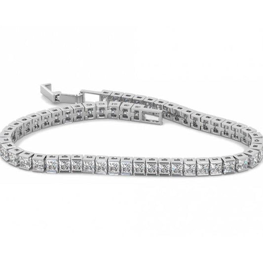 Princess Cut Channel Set 10,80  Ct Echt Diamanten Tennisarmband Weißgold