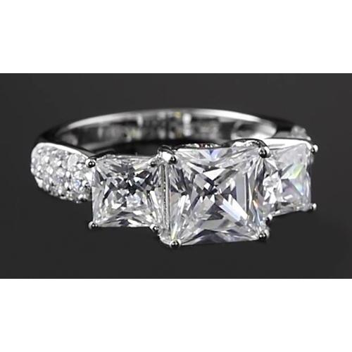 Princess Cut Echt Diamant-Verlobungsring 5 Karat Weißgold 3 Steine