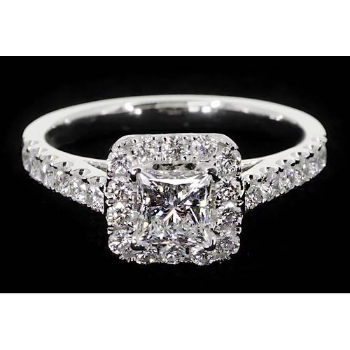 Princess Cut Echt Diamant Halo Fassung Verlobungsring 2 Karat