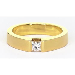 Princess Cut Echt Diamant Tension Set Herrenring 0,75 Karat Gelbgold