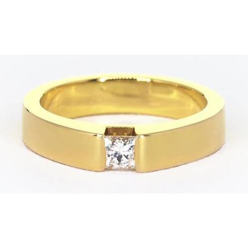 Princess Cut Echt Diamant Tension Set Herrenring 0,75 Karat Gelbgold