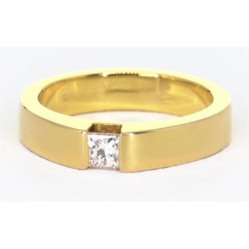 Princess Cut Echt Diamant Tension Set Herrenring 0,75 Karat Gelbgold