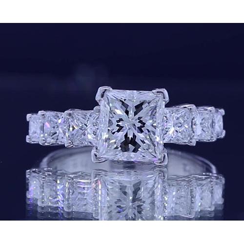 Princess Cut Natürliche Diamant-Verlobungsring 3,50 Karat Schmuck