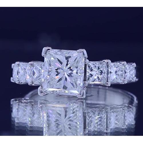 Princess Cut Natürliche Diamant-Verlobungsring 3,50 Karat Schmuck