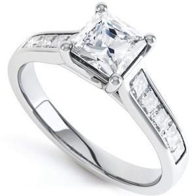 Princess Cut Solitaire Mit Akzent 4 Karat Echt Diamanten Ring Weißgold 14K